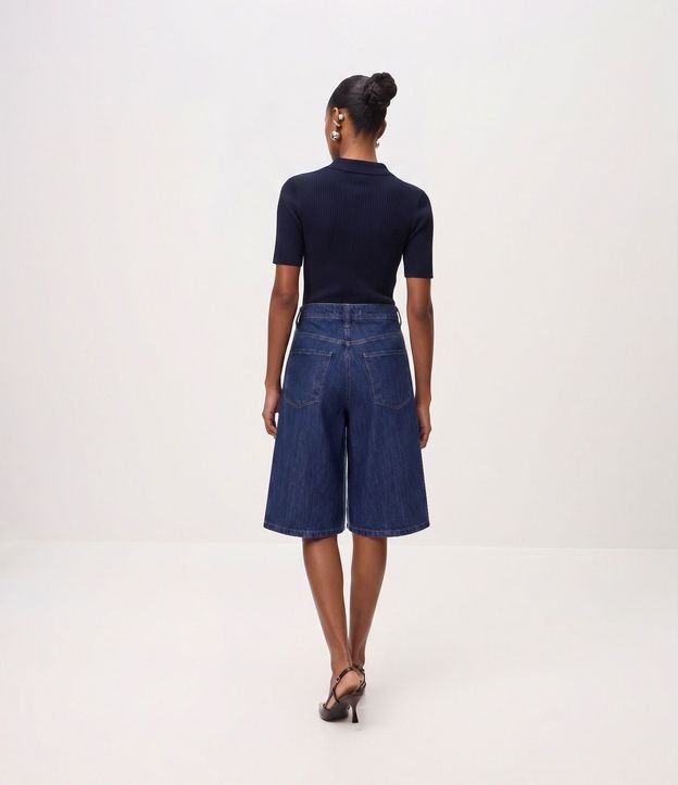 Bermuda Long en Jeans con Cintura Alta y Bolsillos 4