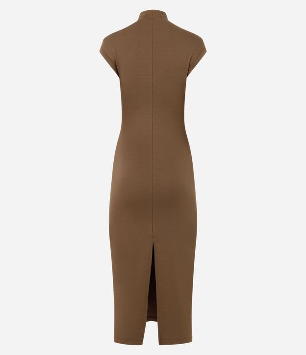 Vestido Midi en punto Roma con Hombros Contrastantes 5