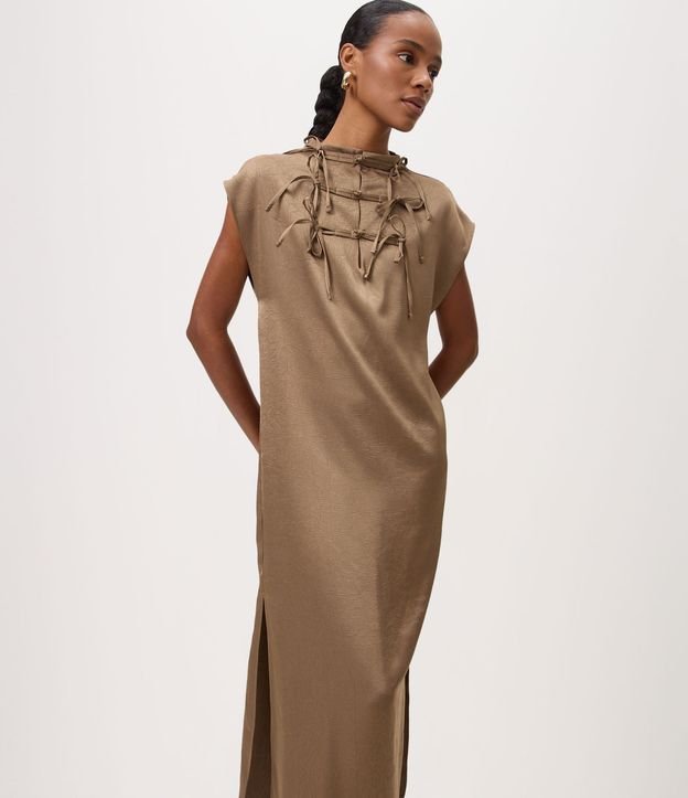 Vestido Túnica Satinado con Cierre Delantero