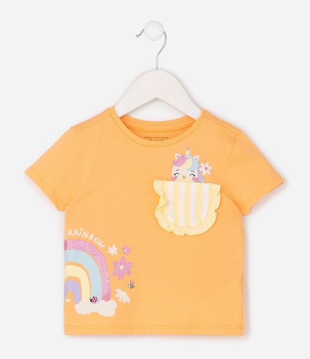 Remera Infantil en Algodón Poim Estampa de Unicórnio con Bolsillo Pequeño - Talle 1 a 6 años 8