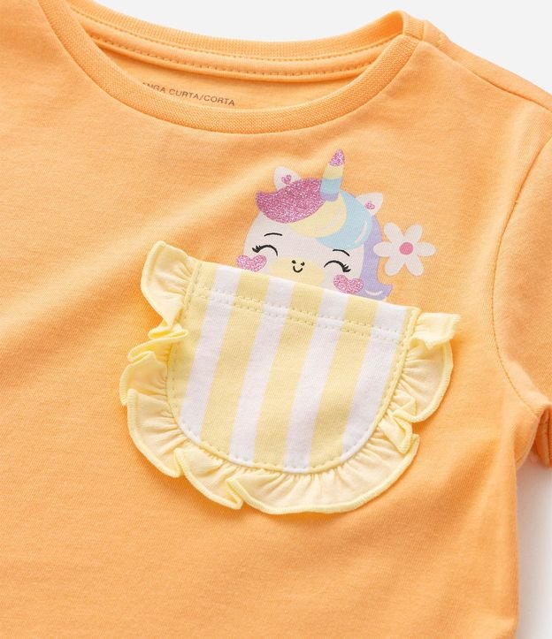 Remera Infantil en Algodón Poim Estampa de Unicórnio con Bolsillo Pequeño - Talle 1 a 6 años 7