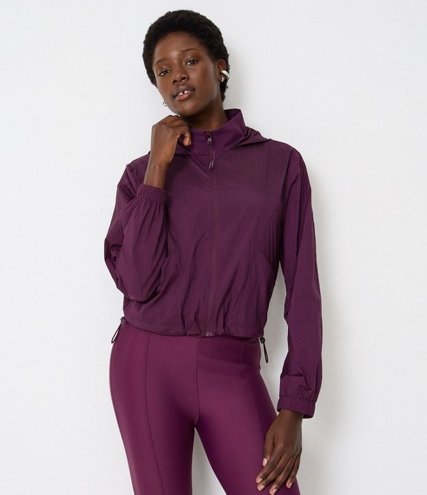 Campera Corta Viento Cropped Deportiva con Saco