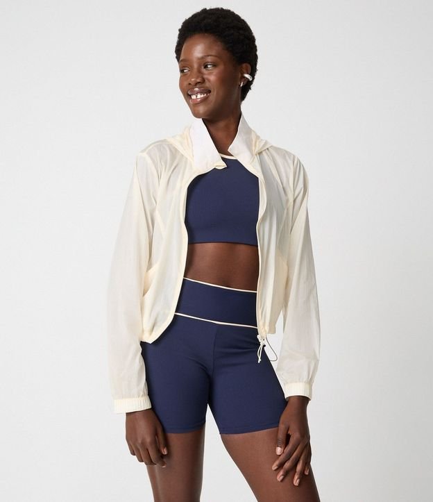 Campera Corta Viento Cropped Deportiva con Saco
