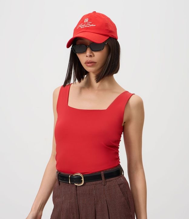 Blusa en Poliamida con Escote Cuadrado