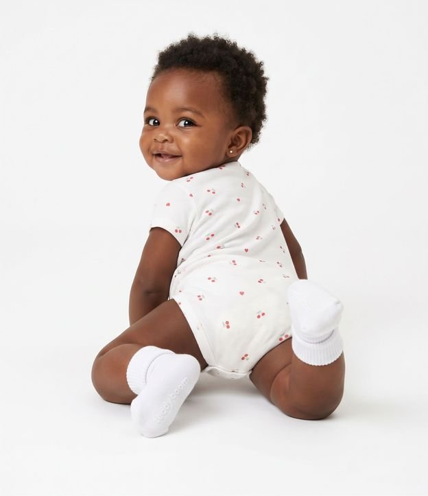 Body Bebé en Algodón Estampado Cerezas y Frutillas - Talle RN a 18 Meses 3