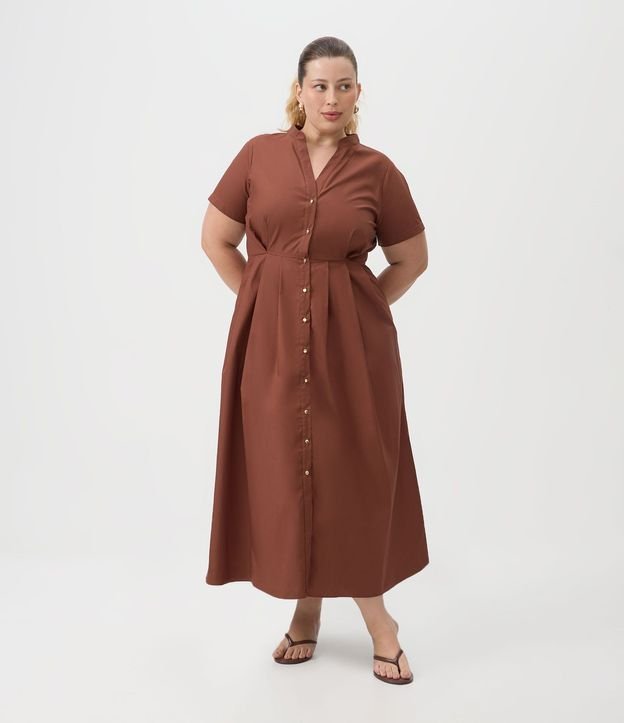 Vestido Midi en Tricolina con Pliegues Curve & Plus Size 1