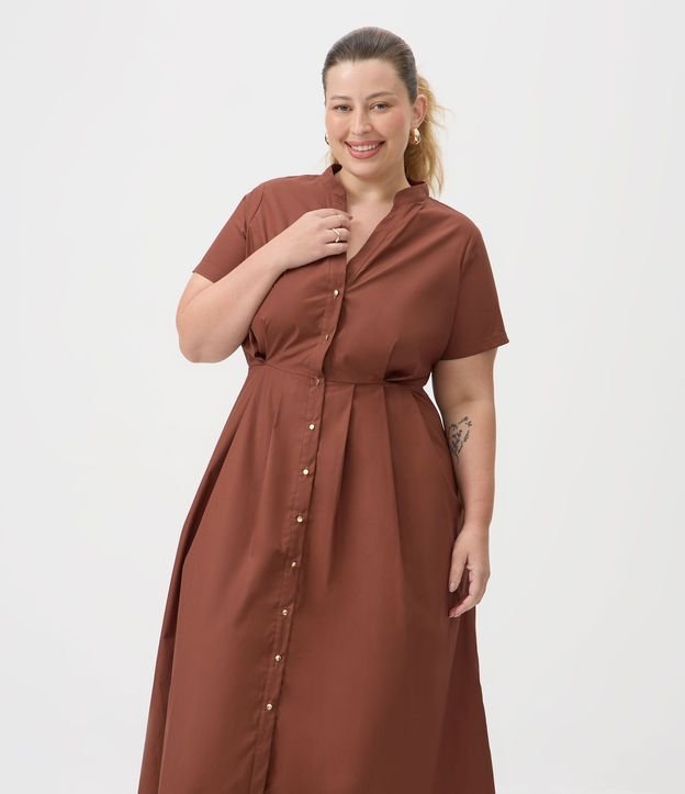 Vestido Midi en Tricolina con Pliegues Curve & Plus Size 2