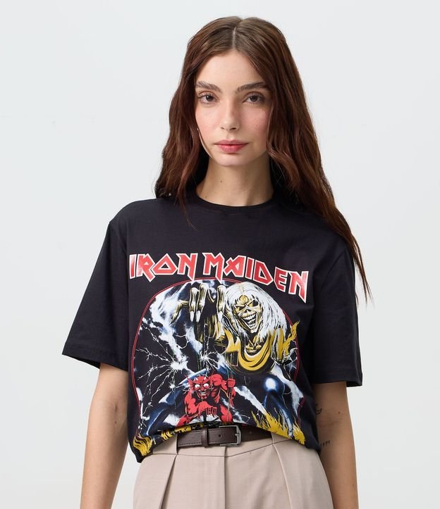 Remera Oversized en Algodón con Estampado Iron Maiden 1