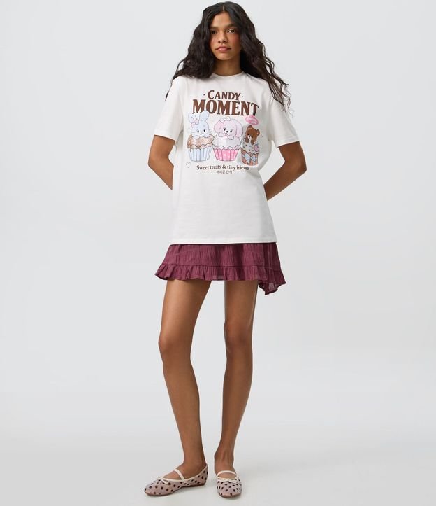 Remera en Algodón con Estampado de Animales y Cupcakes con Lettering 2