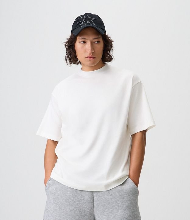Remera Boxy en Algodón con Cuello Mock Neck