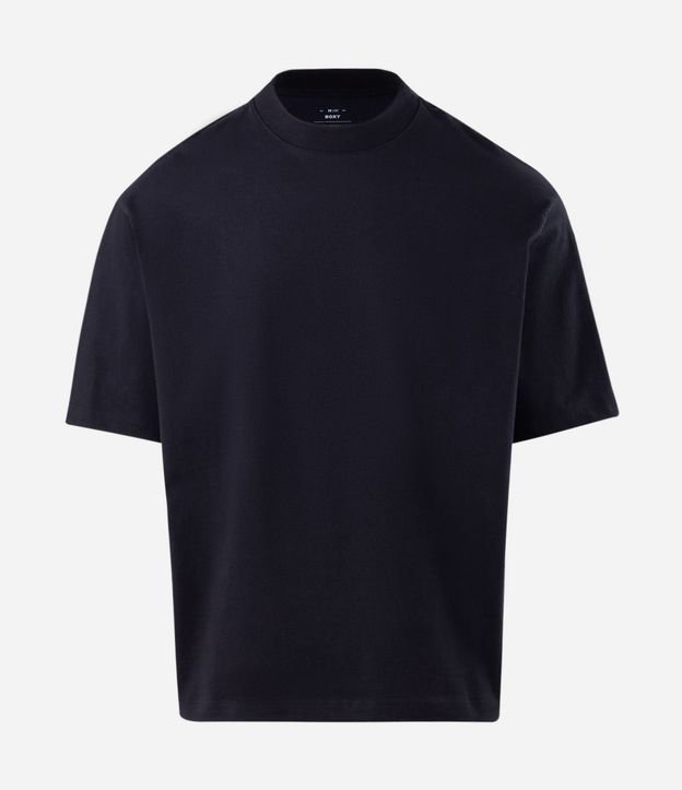Remera Boxy en Algodón con Cuello Mock Neck