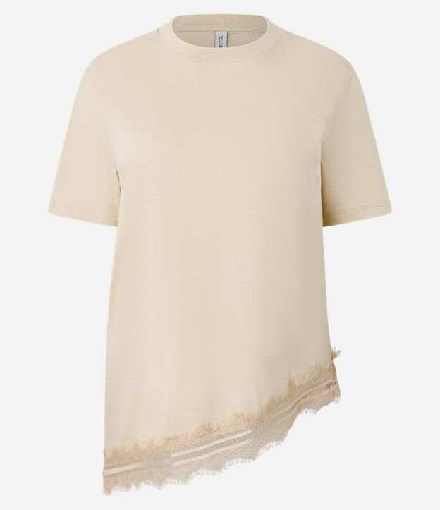Remera Alargada en Algodón con Ruedo Asimétrico en Encaje 5