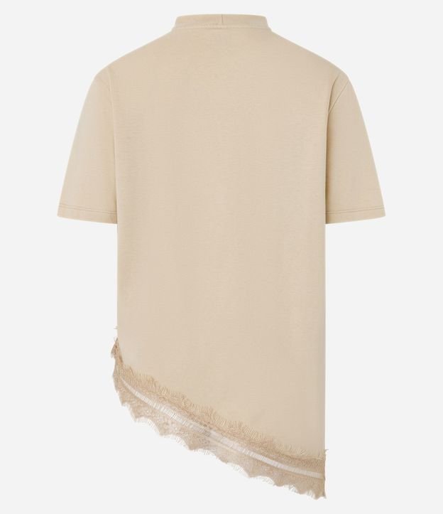 Remera Alargada en Algodón con Ruedo Asimétrico en Encaje 7