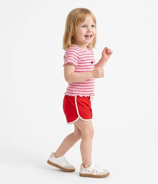 Remera Infantil Rib Rayada con Cereza Bordada - Talle 1 a 6 años 2