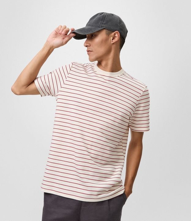 Remera Regula en Algodón con Estampa de Rayas