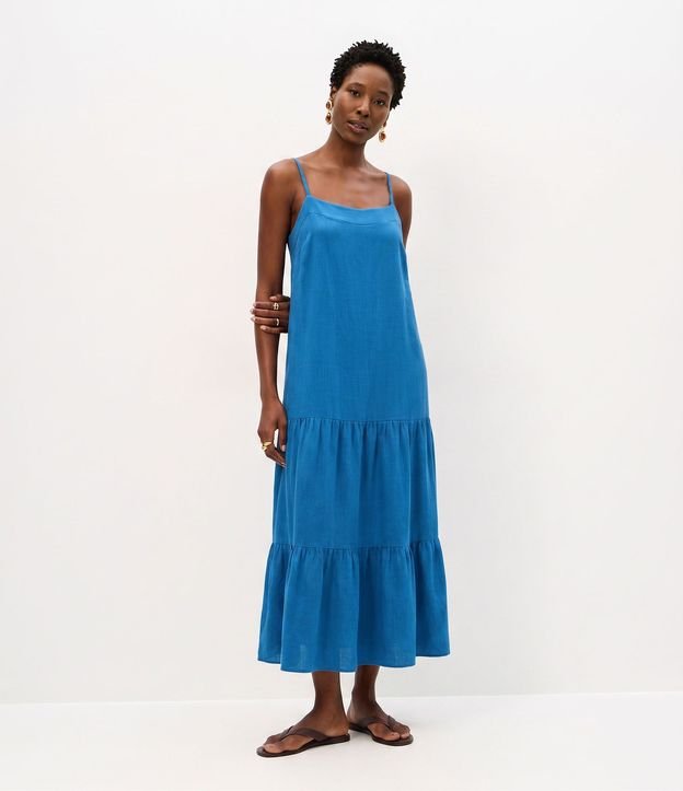 Vestido Largo Evasê en Viscosa con Breteles Finos
