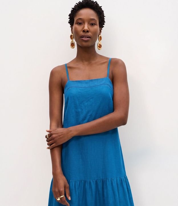 Vestido Largo Evasê en Viscosa con Breteles Finos 3
