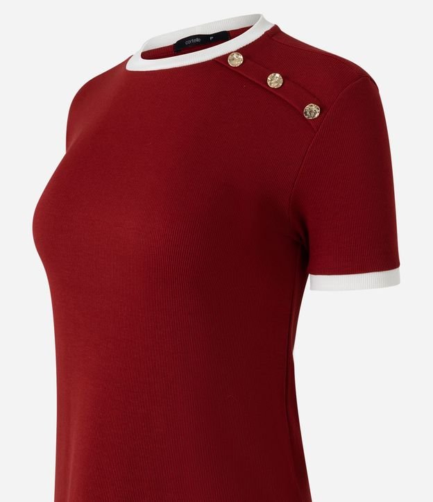 Blusa Manga Corta en Rib con Botones en el Hombro 6
