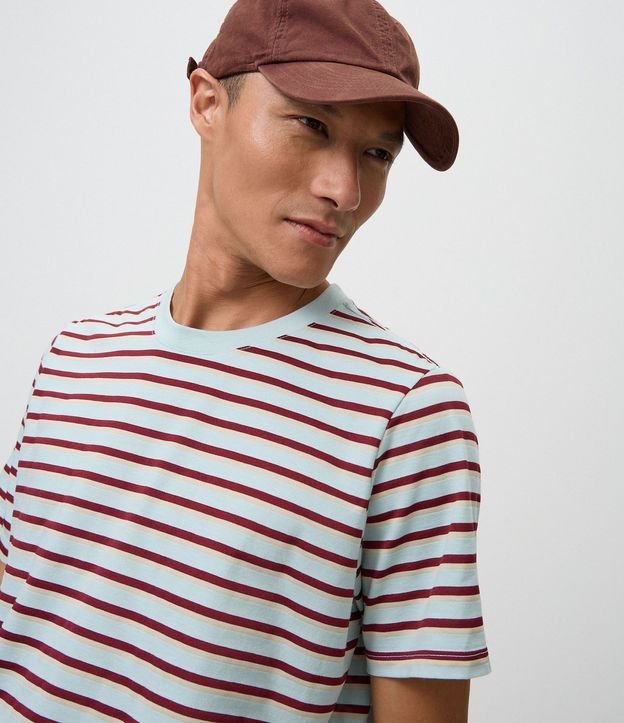 Remera Regular en Algodón con Rayas en Hilo Teñido 4
