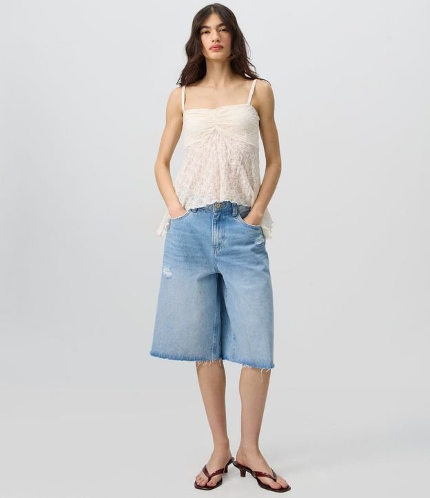 Blusa Peplum en Encaje con Bretel Fino 2