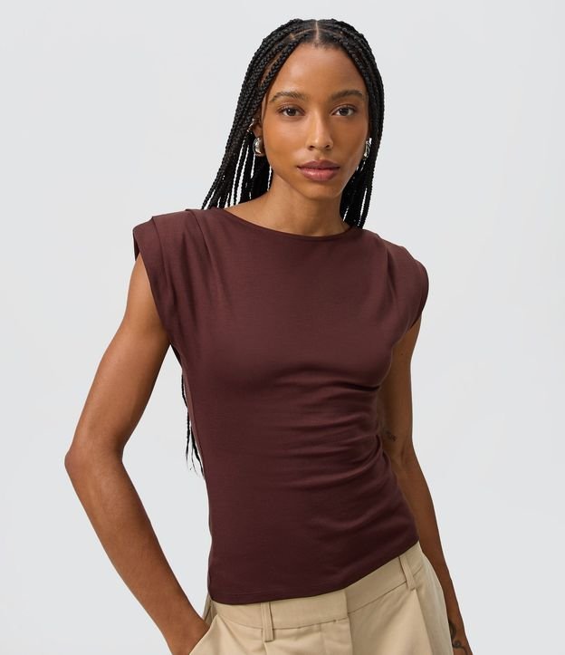 Blusa en Viscosa con Pliegues en los Hombros