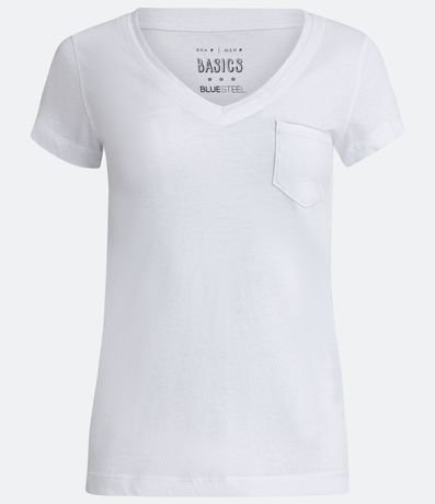 Blusa Básica en Algodón con Manga Corta y Bolsillo Pequeño 5