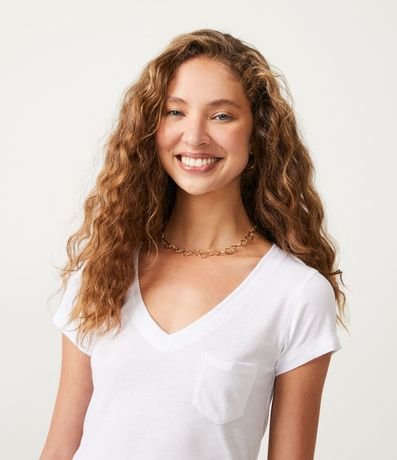 Blusa Básica en Algodón con Manga Corta y Bolsillo Pequeño 4