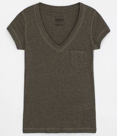 Blusa Básica en Algodón con Manga Corta y Bolsillo Pequeño 4