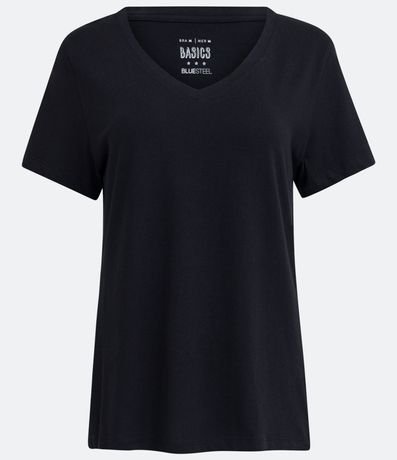 Blusa Básica en Algodón con Escote V y Manga Corta 5