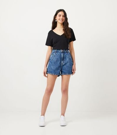 Blusa Básica en Algodón con Escote V y Manga Corta 2