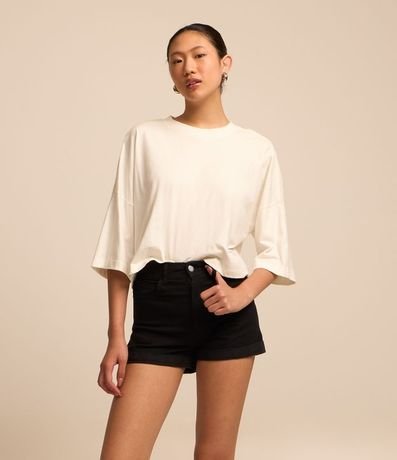 Short en Sarga com Cintura Alta 2