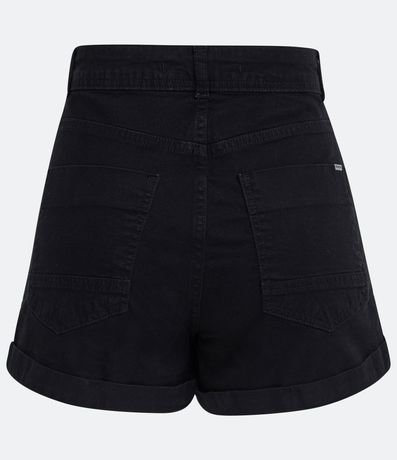 Short en Sarga con Cintura Alta y Bajo Plegado 7