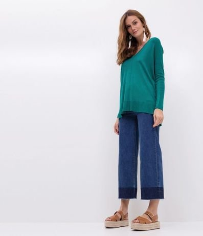 Blusa de Punto con Escote V Texturizada con Barra Mullet 4