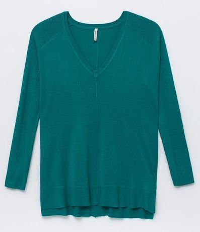 Blusa de Punto con Escote V Texturizada con Barra Mullet 5