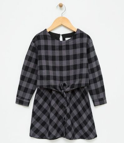Vestido Infantil Cuadrillé con Amarre en la Cintura - Talle 6 a 14 1