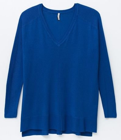 Blusa de Punto con Escote V Texturizada con Barra Mullet 5
