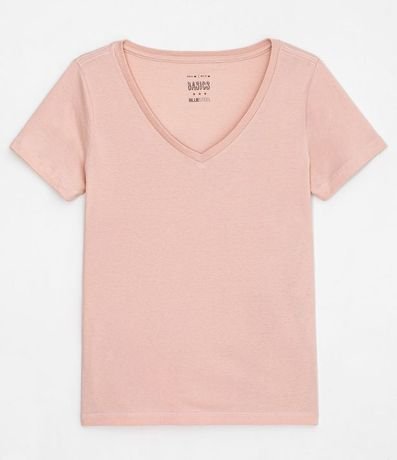 Remera en Algodón con Cuello V y Manga corta 4