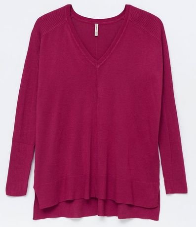 Blusa de Punto con Escote V Texturizada con Barra Mullet 6