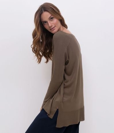 Blusa de Punto con Escote V Texturizada con Barra Mullet 2