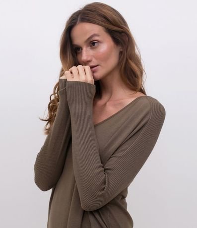 Blusa de Punto con Escote V Texturizada con Barra Mullet 3