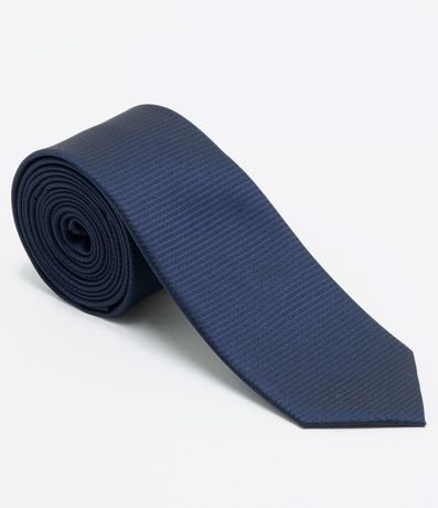 Corbata Masculina Slim Fit Maquinetada Color Azul Oscuro 1