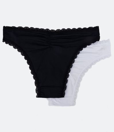 Kit 02 Bombachas Básicas Bikini en Microfibra con Encaje 3