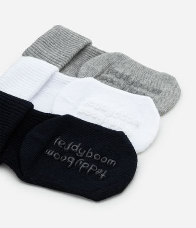 Kit 03 medias infantiles en Algodón con Dobra doble - Talle 0 a 12 Meses 4