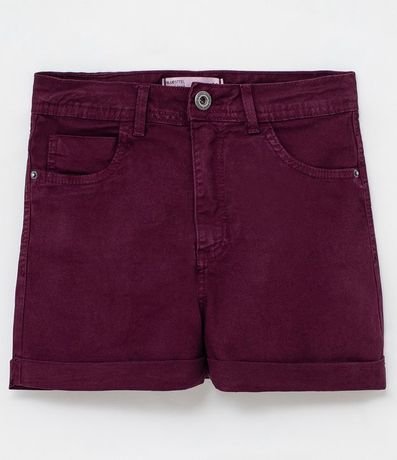 Short en Sarga con Cintura Alta y Bajo Plegado 5