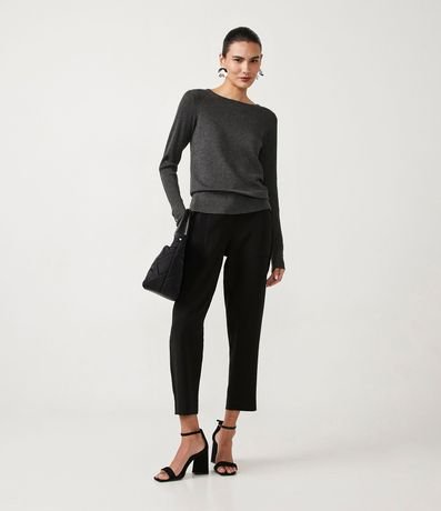 Suéter Alargado en Punto con Cuello Barco 2