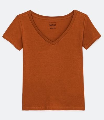 Remera en Algodón con Cuello V y Manga corta 5