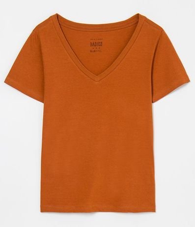 Remera en Algodón con Cuello V y Manga corta 4