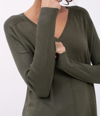 Blusa de Punto con Escote V Texturizada con Barra Mullet 3