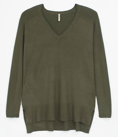 Blusa de Punto con Escote V Texturizada con Barra Mullet 5