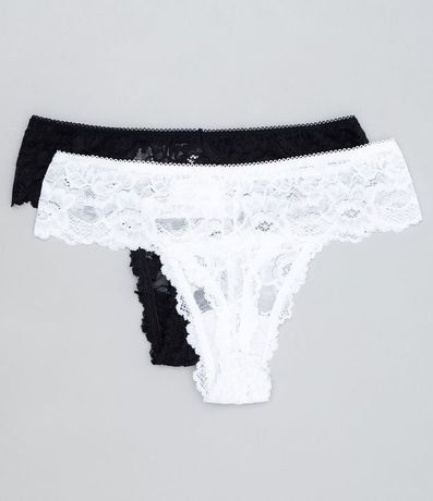 Kit 02 Bombachas Bikini en Encaje Floral con Moña 2